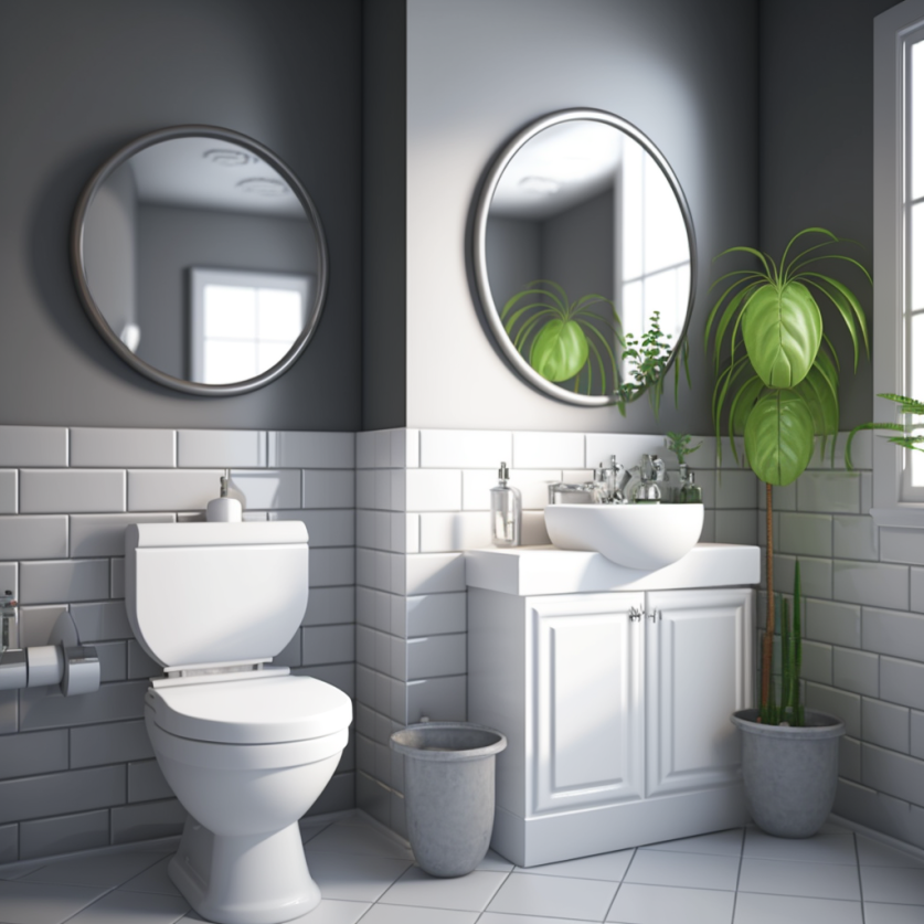 White bathroom after sewage cleanup